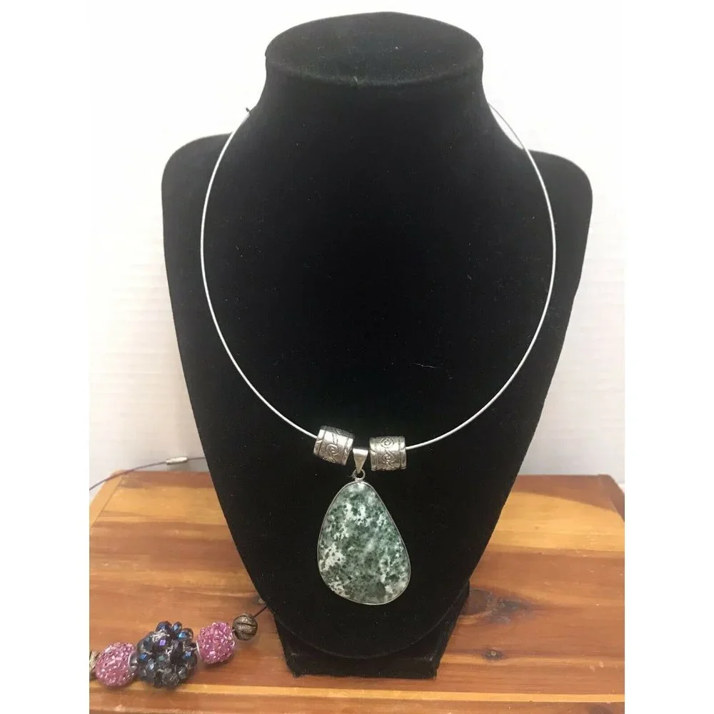 Unique Bundle Of 4 Wire Cuff Necklaces‎ Choker Beaded Cat Glass Silver-tone